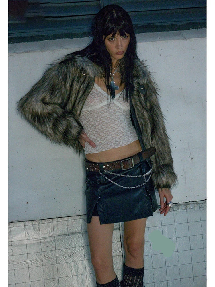 Y2K FAUX FUR JACKET