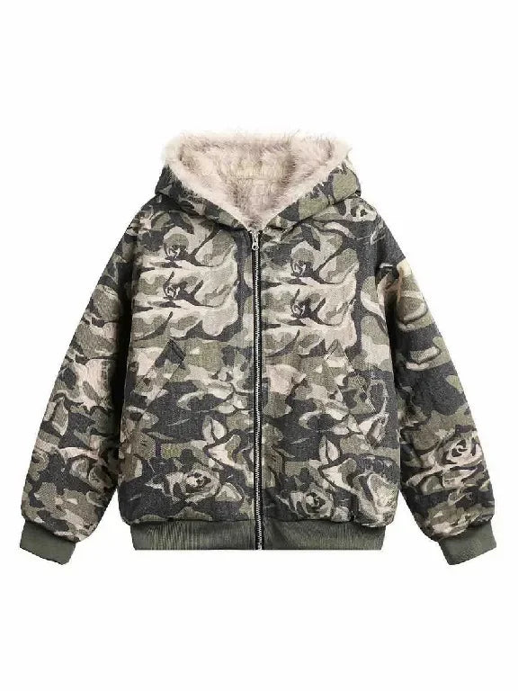 Y2K FUR CAMOUFLAGE JACKET