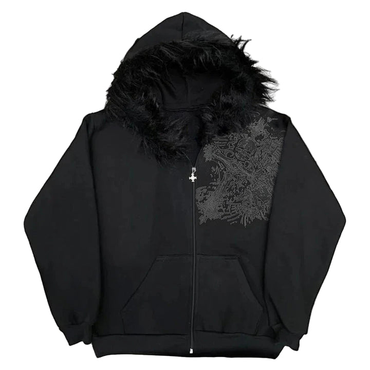 Y2K CROSS ZIP HOODIE