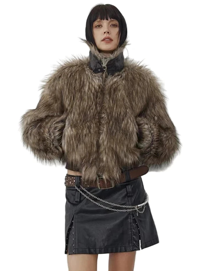 Y2K FAUX FUR JACKET