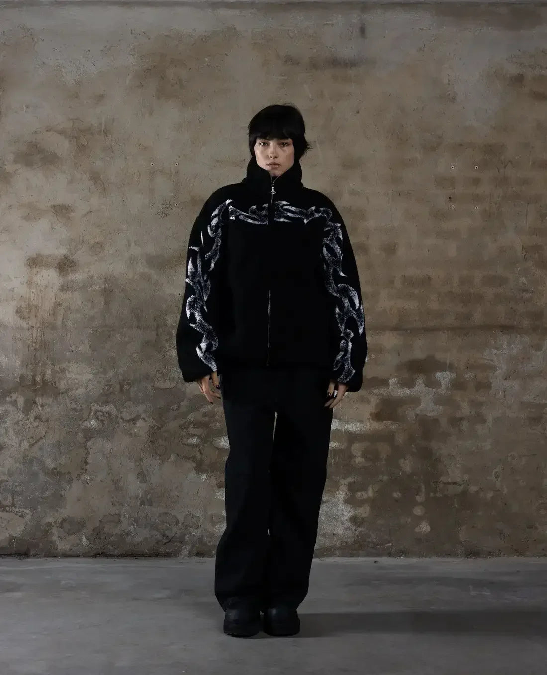 Y2K FLAME FLEECE JACKET